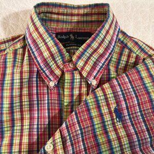 Vibrant Polo ralph lauren Madras Plaid Shirt Classic Fit Men Size Medium